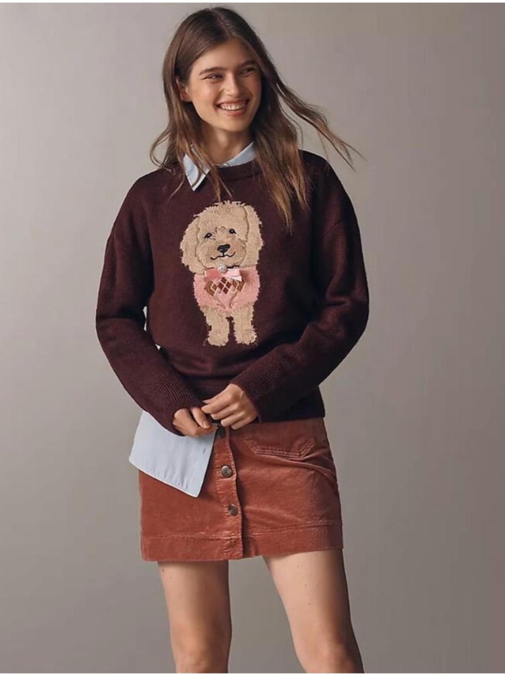 Anthropologie Maeve Crew-Neck Dog Icon Pullover Sweater, size M - Picture 4 of 6
